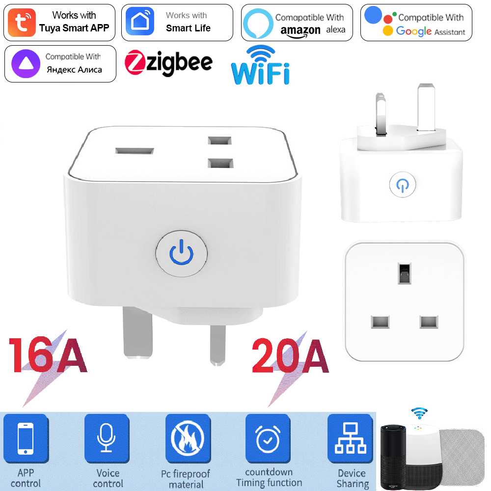 Home Security Alexa - Умная розетка Tuya 16А/20А с Wi-Fi