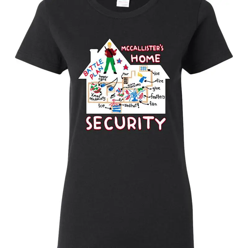 Home Security Plans - Футболка для женщин McCallister's Home Security