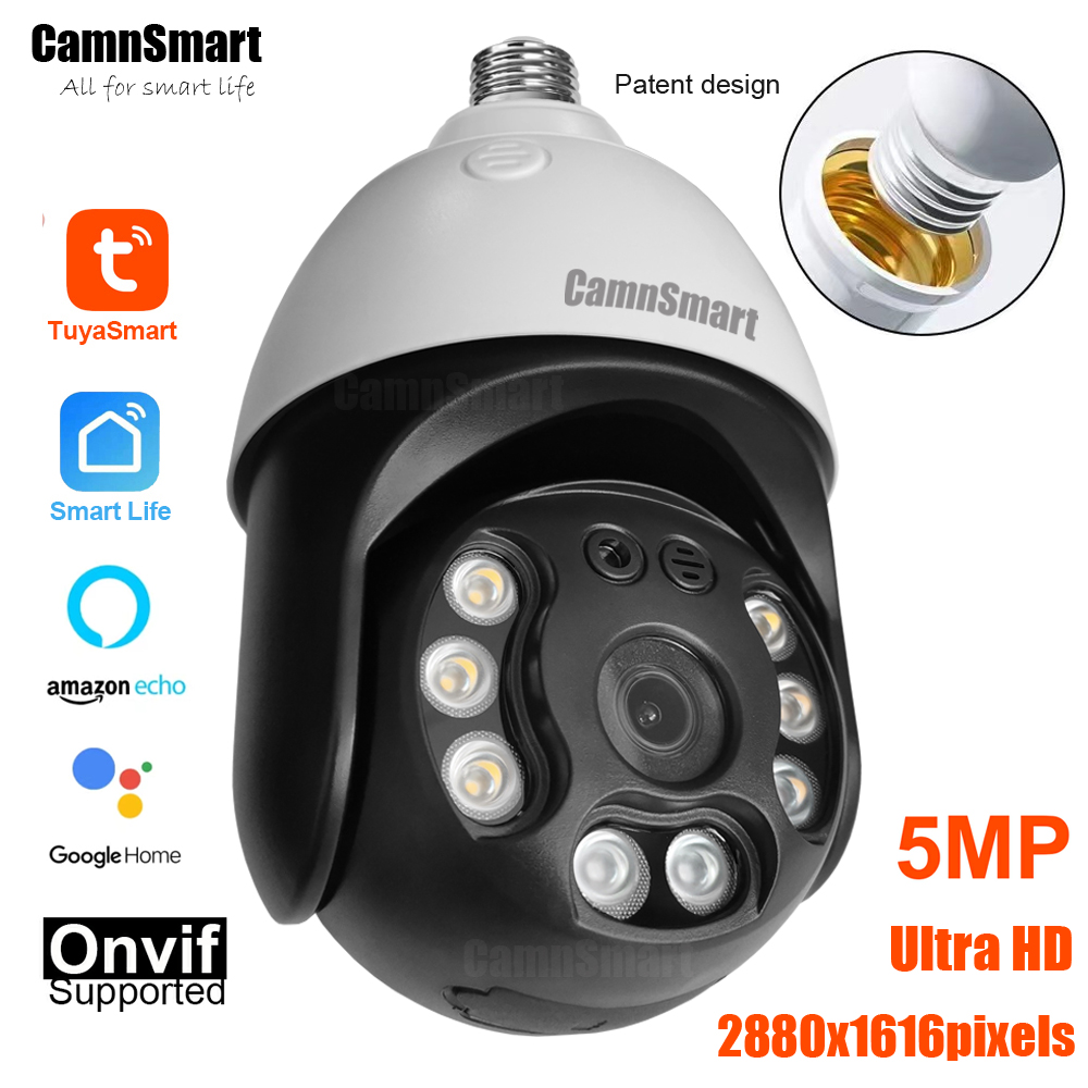 Home Security Google Camera - Camnsmart Tuya 5MP Alexa Wi-Fi лампа