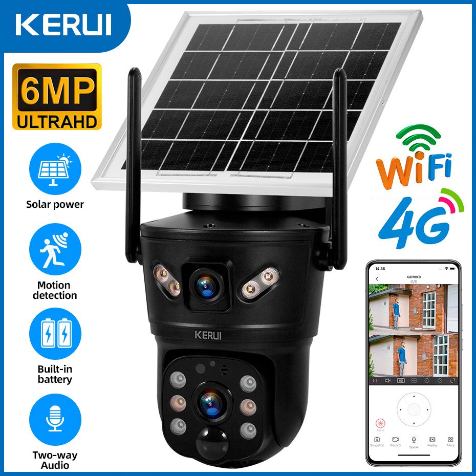 Home Security Video - KERUI уличная 6-мегапиксельная солнечная камера 4G