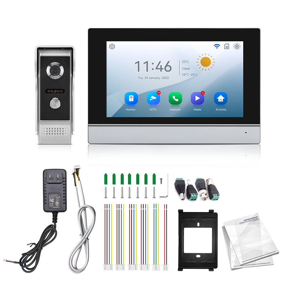 Home Security La - 7-дюймовый IPS-экран, 2 МП, Tuya, пульт