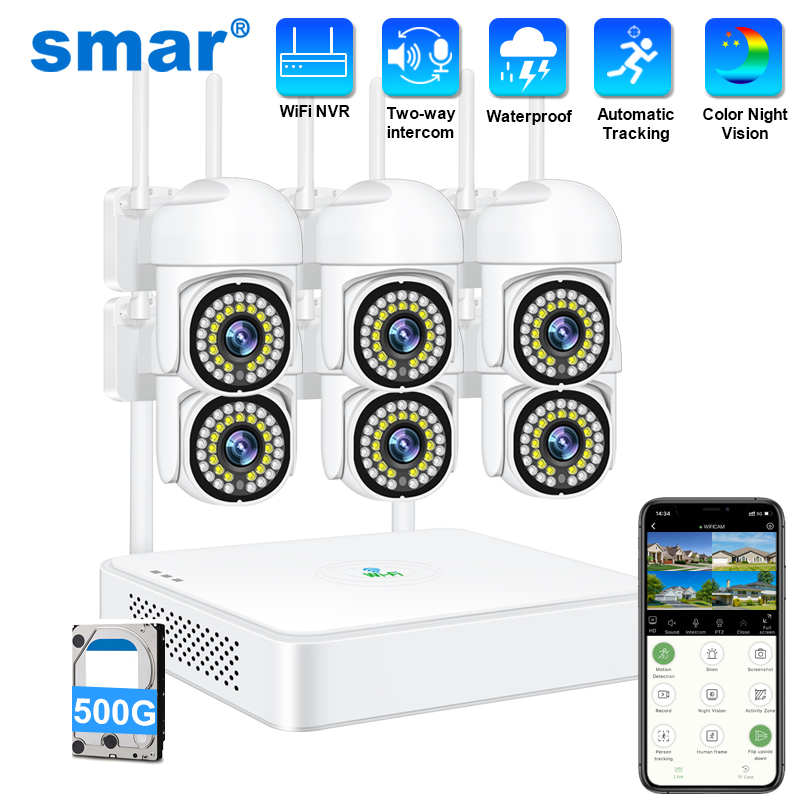 Home Security Camera System - Беспроводная система видеонаблюдения Smar 3MP PTZ